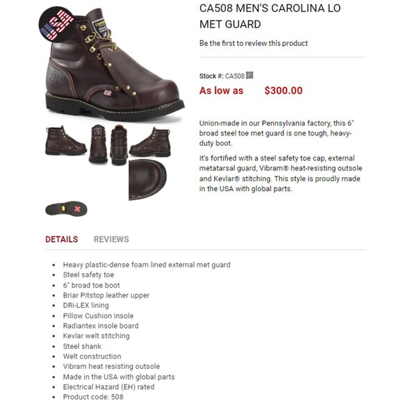 Carolina 6" Steel Toe Work Boot Men 7.5 Brown Leather Safety Oil Resistant CA508 - Picture 4 of 14